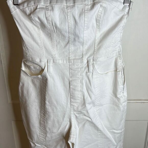 Strapless White Denim Overalls Size small - Picture 2 of 5